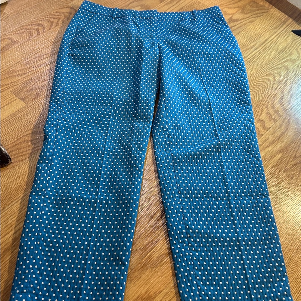 J. Crew Blue and White Patterned Capri Pants